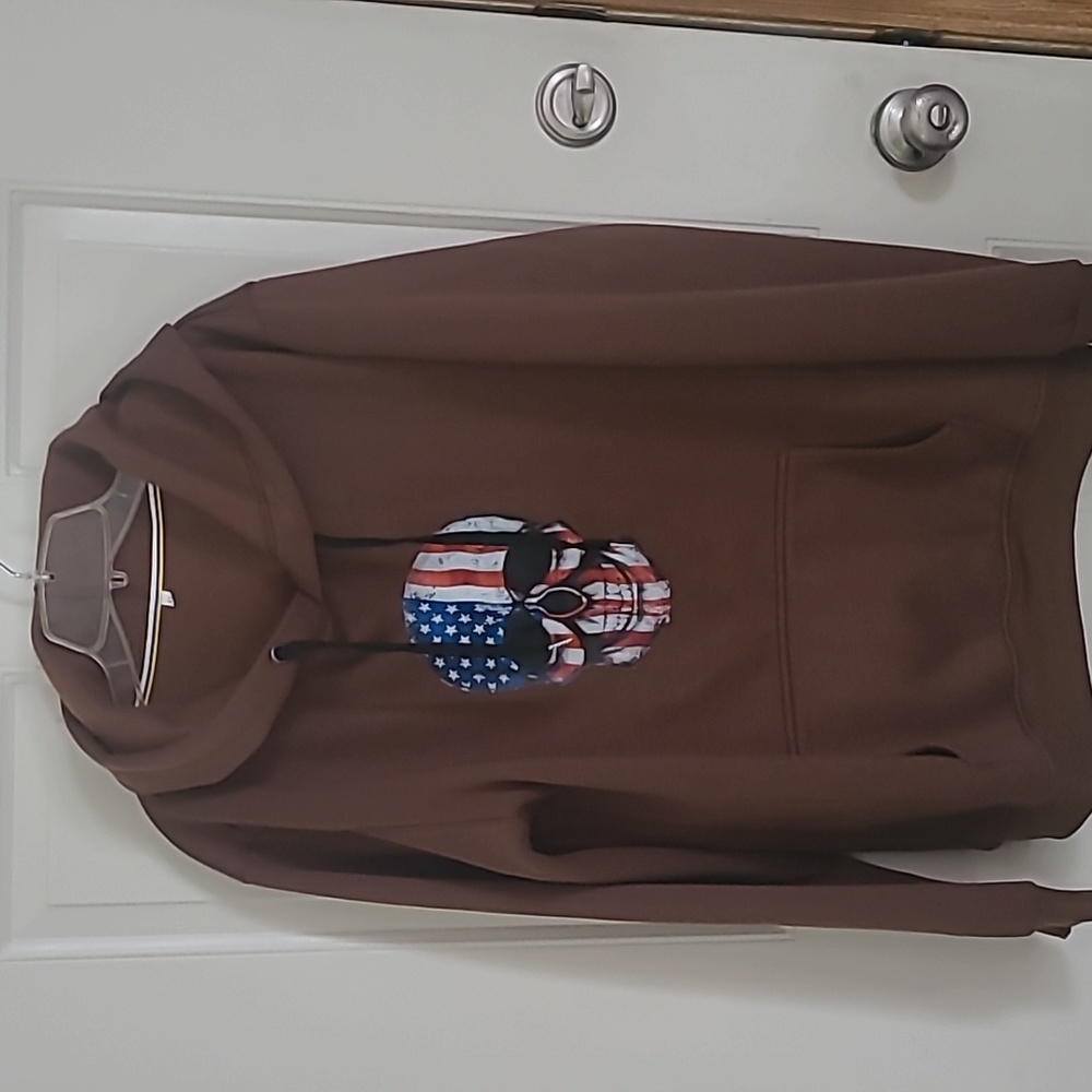 Brown Skull Flag Pullover Hoodie